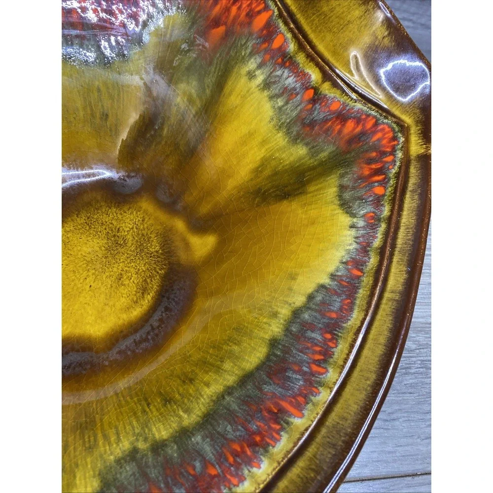 Vtg Mid Century California Pottery Lava/volcano Glaze 14